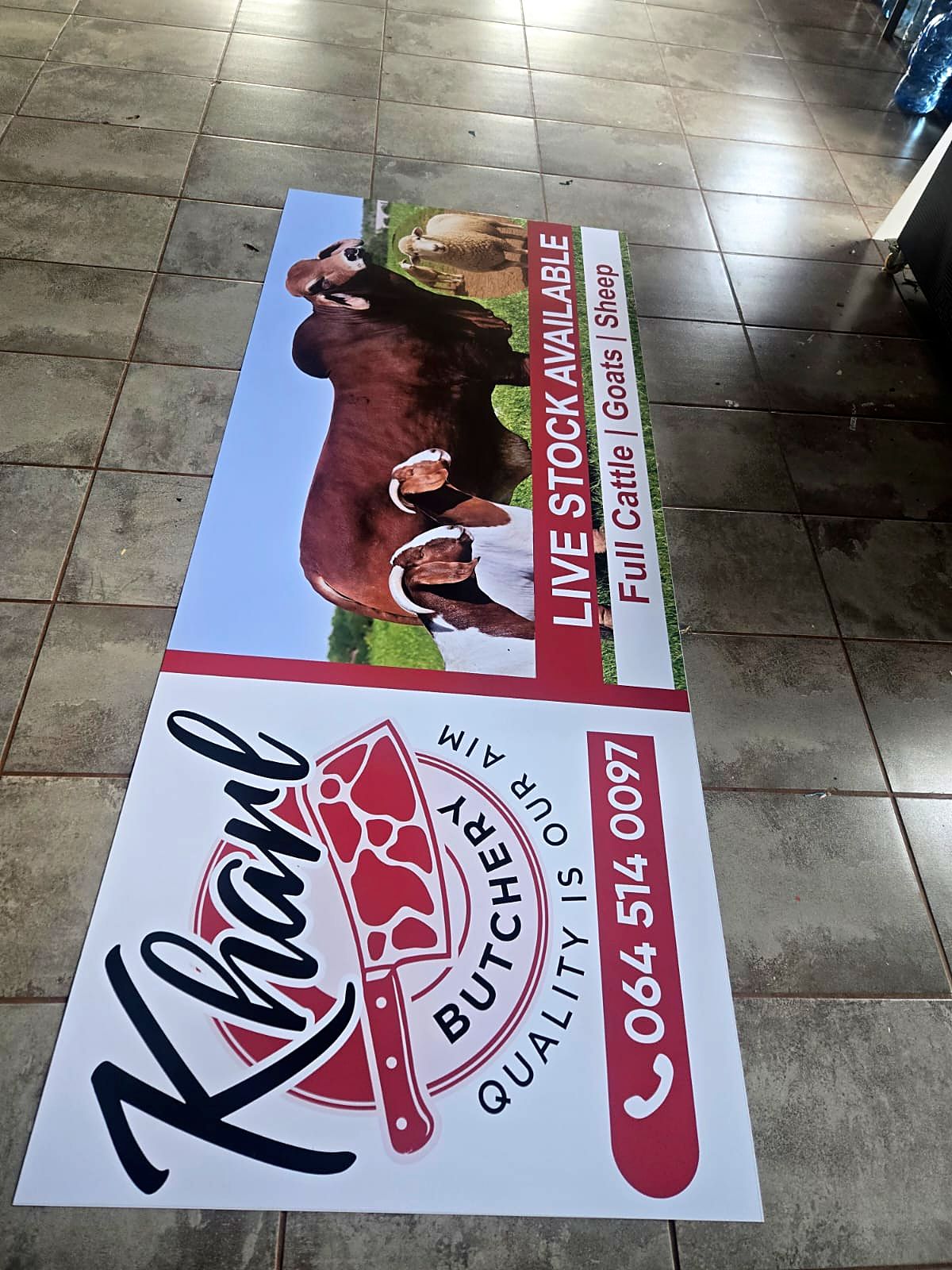 Printed Khanye Butchery signage board